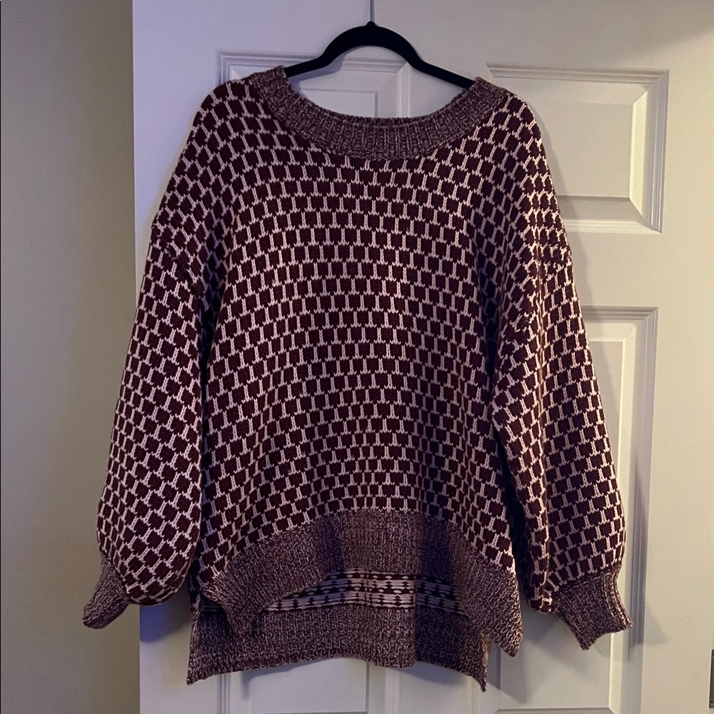 Altar’d State Burgundy Patterned Sweater